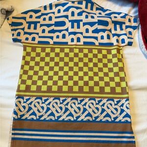 Burberry Kids Polo Shirt in Blue and Cream